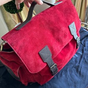 Burberry Duffel Bag Red Suede NWOT